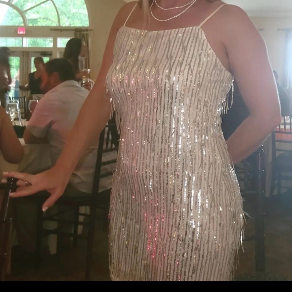 She and Sky NWT Sand Colored Sequins Dress
